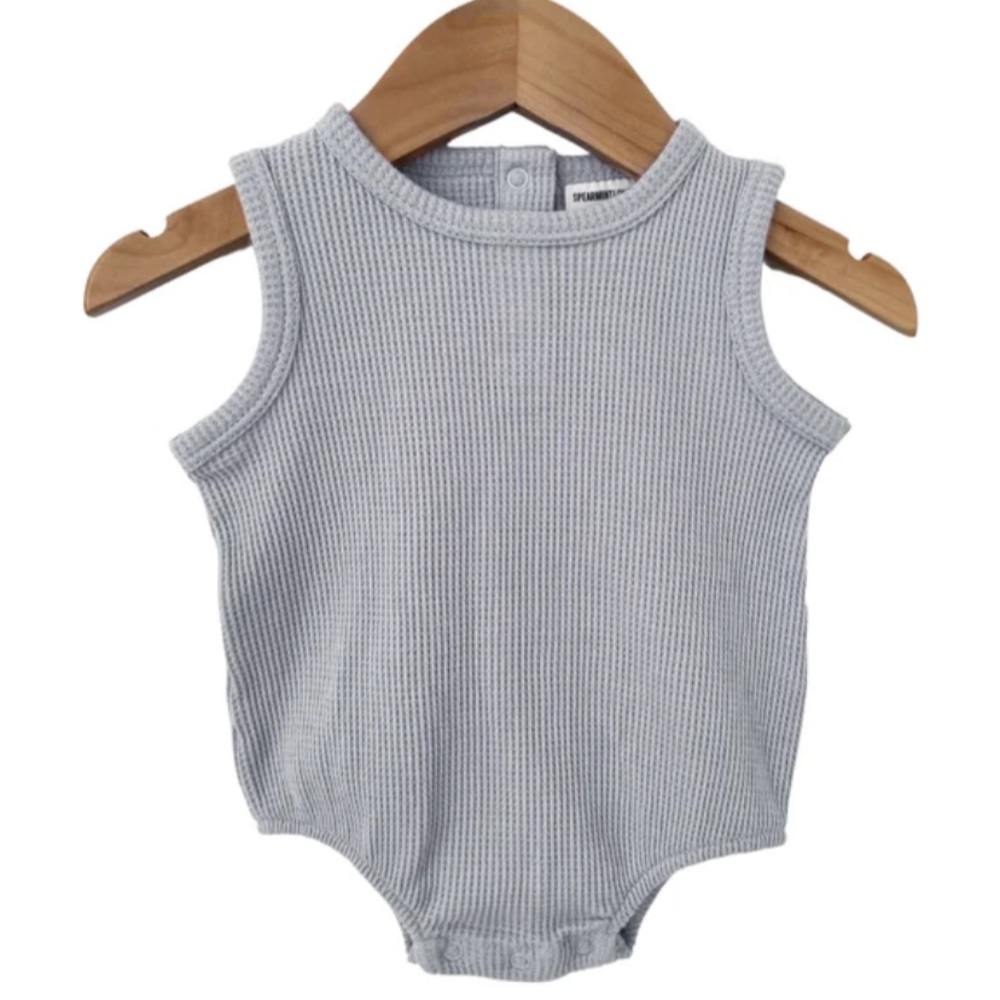 SpearmintLove blue waffle bubble romper, Sz 0 - 3 months